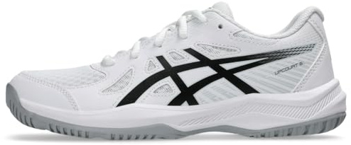 ASICS Kid's Upcourt 6 Grade School Volleyball Shoes, 1, White/Black