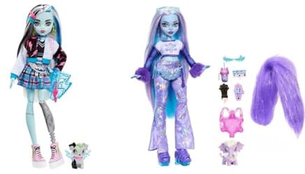 Monster High Abbey Bominable Yeti mit Mammut-Haustier und Accessoires & Frankie Puppe - Elektrisierende Mode, Voltageous College-Jacke