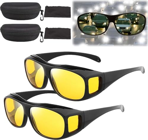 TiLLOw Libiyi Nightglo Glasses,Dotmalls Nightglo Glasses,Sherem Nightglo Glasses,Fit over Sunglasses for Men (2 pcs)
