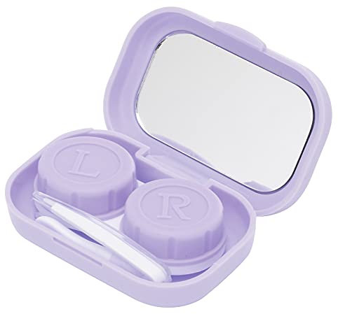Verdant Touch Contact Lens Storage Container Contact Lens Case Holder Box, Portable Storage Kit for Contact Lenses, PurpleCute, Soak Container