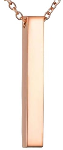 AJ LONDON Custom Personalised Bar Necklace Name Pendant Laser Engraved Gift (Rose Gold)