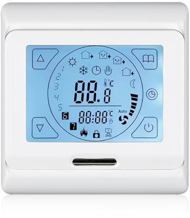 Raumthermostat Fußbodenheizung, E91 Raumthermostat 16 A, Unterputz Touchscreen Raumthermostat Thermostat Programmierbar, Thermostat Fußbodenheizung für Fußbodenheizung Elektrisch (Weiß)