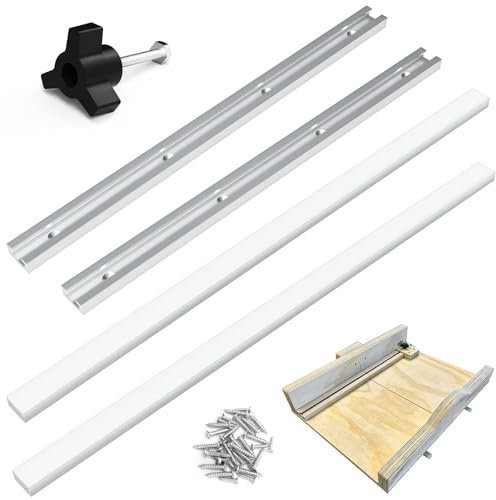 ForoGore Table Saw Sled Kit - DIY Crosscut Sled with 2 Aluminum T-Track, 2 UHMW Miter Bars, Knob and Screws