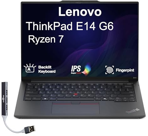 Lenovo ThinkPad E14 Gen 6 Business Laptop 14.0 IPS WUXGA Display (AMD Ryzen 7 7735U, 64GB DDR5, 4TB PCIe SSD, AMD Radeon, Fingerprint, 2 Thunderbolt 4, WiFi 6E, BT 5.1, Win 11 Pro) w/Dockztorm Hub