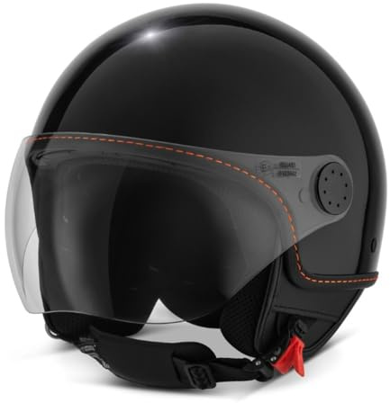 Jethelm Piaggio original Visor 4.0 Demi Jet für Vespa Fahrer mit ECE 22.06 Zulassung (schwarz glänzend, XL)