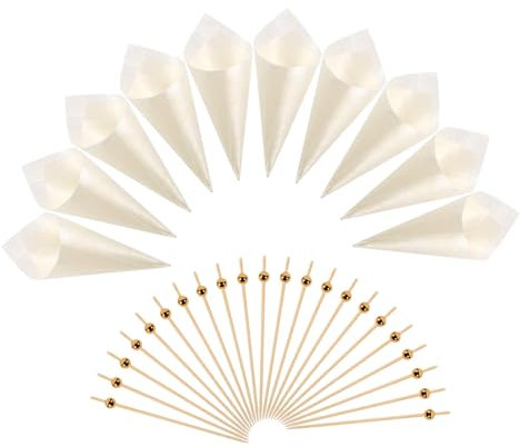 Gatuida Conos De Madera Desechables Para Helados y Chips Palillos Para Fiestas