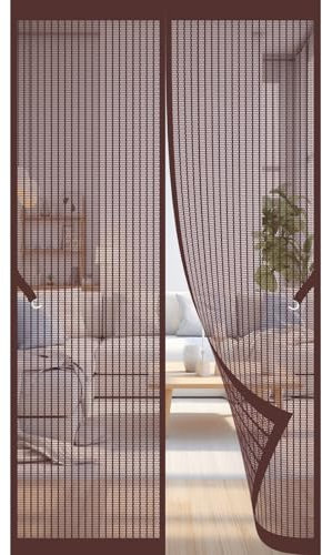 Zanzariera Porta Finestra 120 x 240 cm Apertura e Chiusura Silenziosa Tenda Antizanzare Magnetica Porta Finestra per Condizionatore D'Aria, Cucina, Porte D'Ingresso, Marrone