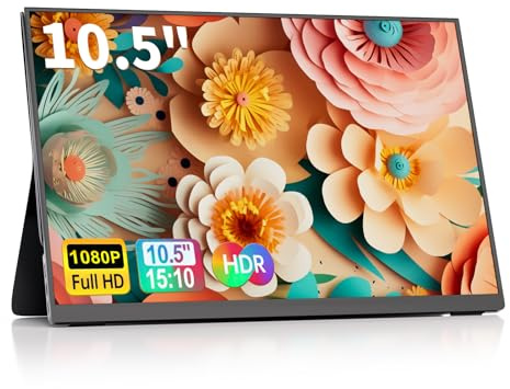 ALOLG Monitor portátil de 10.5 pulgadas, 60 Hz, 1920 x 1200 FHD IPS con USB-C Mini HDMI