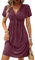 Mes Commandes, Fleurie Robe Longue Femme Chic Et Elegant D'été Robes Femme Coton Manches Courtes Chemise Vetement Col en V Fluide Plage Summer Dresses for Women Violet foncé L