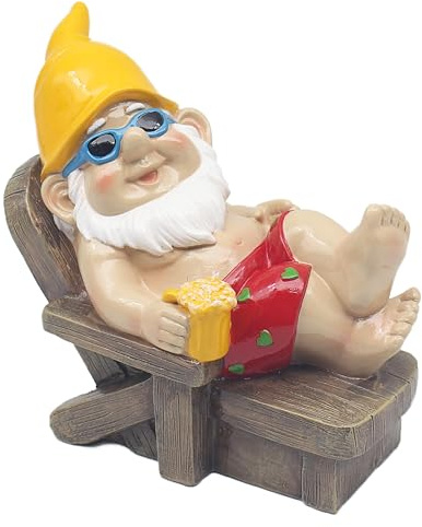 Lesser & Pavey Naughty Gnome Sunbather Behaving Badly Decor Figurine 8Cm | Whimsical Styling, Decorative Table Accent, Display Ready, Ideal for Home and Office Decor, Great Conversation Piece