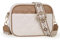 Prite Umhängetasche Damen PU Leder Handtasche mit 3 Kartenfächer Crossbody Bag mit Breitem Verstellbarer Schultergurt Gesteppt Handytasche für Alltag Einkaufen Reisen (Beige-Braun)
