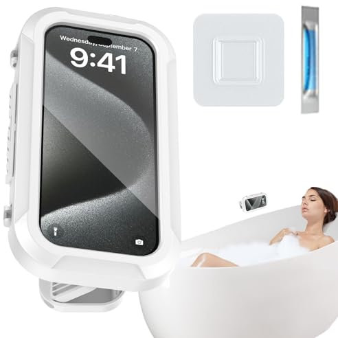 Besreey Douche du Support de téléphone, Support de téléphone de Douche étanche, Porte-Toilette étanche de la Salle de Bain, Adhésif Adhésif Adhésif à 360 degrés Stand Anti-Brouillard pour Baignoire