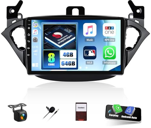 4G+64G 8Core Qualcomm CAMECHO Android 13 Autoradio für Opel Corsa 2015-2019/Opel Adam 2013-2016 mit Navi Carplay Android Auto,9 Zoll Bildschirm Radio 2 Din mit Bluetooth RDS/FM WiFi Mirror Link DSP