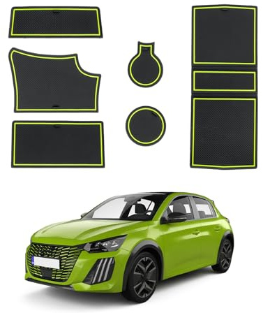 CDEFG Peugeot 208 E-208 2024 2025 GT Console Centrale en Caoutchouc Tapis de Porte antidérapant Anti-poussière Porte-gobelet en Caoutchouc Tapis Accoudoir Rangement Intérieur Accessoires (Vert)
