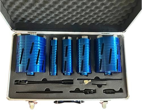 Surebuild UK 11-Piece Diamond Core Drill Bit Set, 38-127mm Diameters, with Extension and Arbors