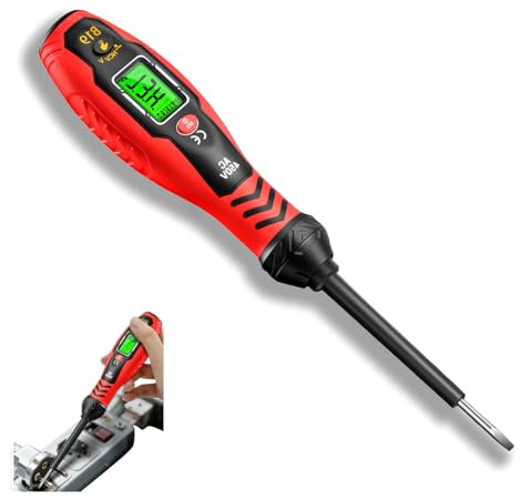 Non-Contact Voltage Tester Pen & Flathead Screwdriver Set - Electrician's Live Wire Detector,with Led/Alarm,2-In-1 Electrical,Flat Head Screwdriver,High Torque Magnetic Electrical Tester Tool (Red)