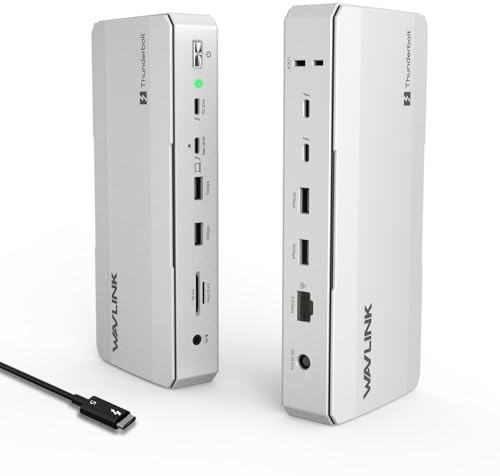 WAVLINK Thunderbolt 5 Dockingstation, Intel Zertifiziert, 12-in-1 Hub, bis zu 120 Gbit/s, bis zu 140 W Power Delivery, Triple 4K/Dual 8K, 3× TB5, 4× USB-A 10 Gbit/s, 2,5G Ethernet, für Mac & Windows