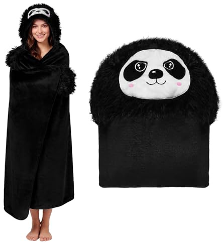 HAGOT Wearable Blankets, with Hood & Sleeves - Soft Fleece Wrap Blanket, Portable Hoodie Throw for Home, Office, Travel, Gifts for Women Men