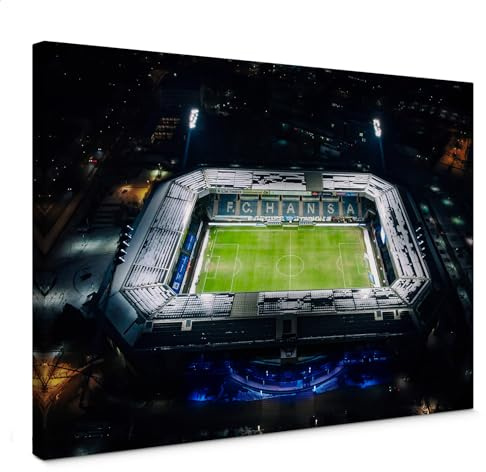 K&L Wall Art Leinwandbild FC Hansa Rostock Ostseestadion Luftaufnahme mit Wandhalterung | offizielles Lizenzprodukt | Fanartikel für Wohnzimmer, Jugendzimmer und Hobbyraum (75x50 cm)