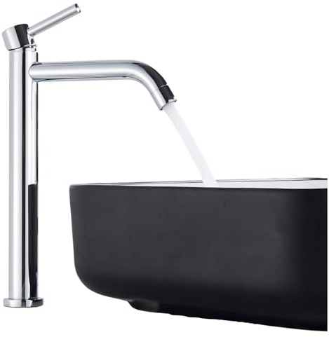 Waschtischarmatur SLIM TUBE 3 - Messing, Keramikventil, Wassersparsystem, 360° drehbar für Badezimmer (Chrom)