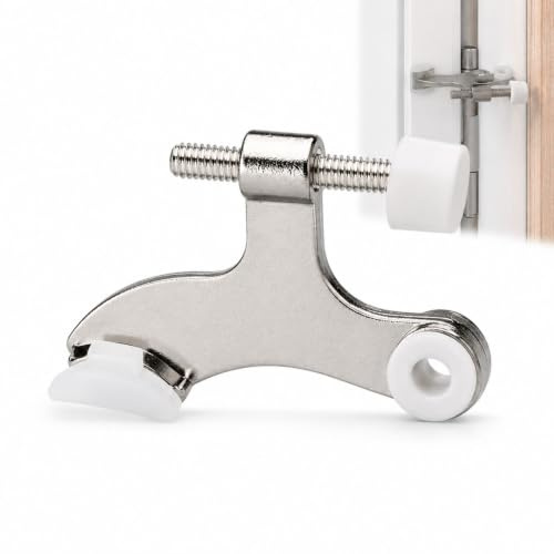 Heavy Duty Adjustable Metal Hinge Pin Door Stopper Silver Gloss Finish | Protects walls and door frames, quick tool-free fit, hard-wearing build, ideal for home and office daily use.