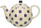 London Pottery Globe Polka Dot Teapot with Strainer, Ceramic, Ivory/Aubergine, 4 Cup (900 ml)