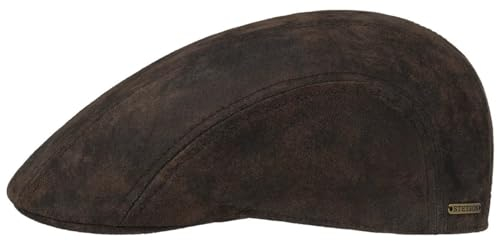 Stetson Madison Leder Flatcap Herren - Ledercap im Vintage-Stil - Schirmmütze mit Innenfutter aus Baumwolle - Mütze Sommer/Winter - Schiebermütze braun L (58-59 cm)