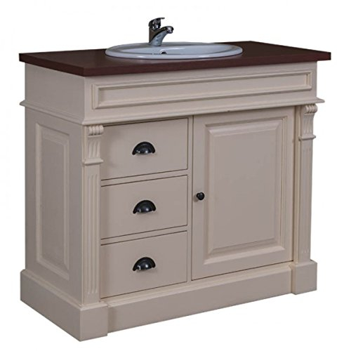 Casa Padrino Landhaus Stil Waschschrank Waschtisch inkl 1 Waschbecken Creme/Braun - Bad Schrank