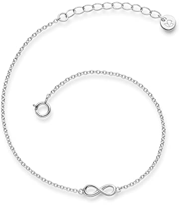 GLANZSTÜCKE MÜNCHEN Damen-Armband Infinity Sterling Silber 17 + 3 cm - Silberkettchen Unendlichkeit Armkettchen Silber Freundschaftsarmbänder