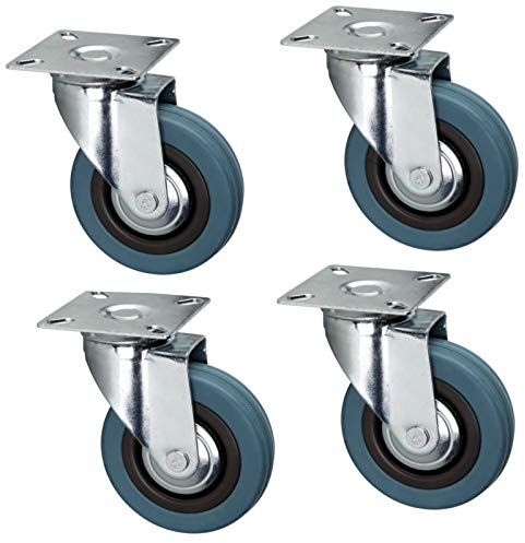 SET 4 Stück Transportrollen Laufrollen Möbelrollen 50 mm 75 mm 100 mm (100 mm, 4x ohne Bremse)