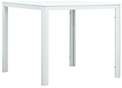 vidaXL Couchtisch Gartentisch Balkontisch Beistelltisch Kaffeetisch Terrassentisch Gartenmöbel Tisch Weiß 78x78x74cm HDPE Holzoptik