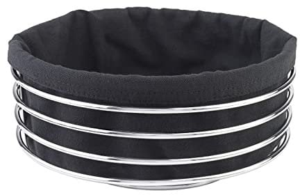 Justinus Brotkorb - Schwarz - Edelstahl - Stoff - Ø 23,5 cm - mit Stoffeinlage - rund