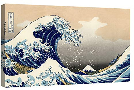 canvashop Quadri Hokusai Cm 120X70 La Grande Onda Di Kanagawa Stampa Su Tela Canvas Quadro Moderno Arredo Arte Casa Soggiorno