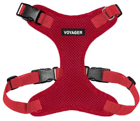 Best Pet Supplies Voyager Step-in Lock Haustiergeschirr – Allwetter-Netz, verstellbares Step-in-Geschirr für Katzen und Hunde – Rot, M