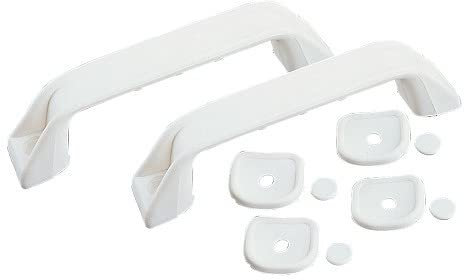 Kit de 2 poignées de tirage Blanches + Cache-vis avec entraxe 152mm