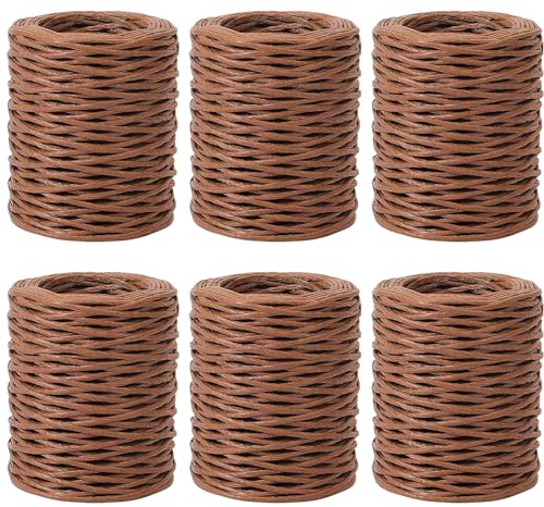 ZOENHOU 6 Rolls 2mm 984 Ft Brown Floral Wire, Vine Wire Floral Bind Rustic Style Craft Wire Waterproof Paper Wrapped Rope for Flower Crowns, Artificial Flower Making, DIY Projects, Wedding Decorating