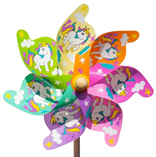 CIM Windspiel - Moulin 31 Unicorn - UV-beständig und wetterfest - Windrad: Ø31cm, Standhöhe: 75cm - fertig aufgebaut inkl. Standstab