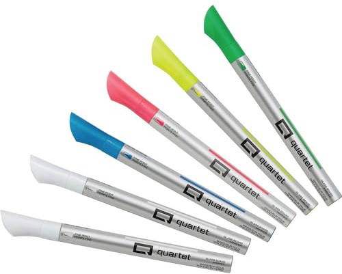 Quartet Dry Erase Markers, Glass Whiteboard Markers, Fine Tip, Assorted Neon Colors, 6 Pack (79558Q)