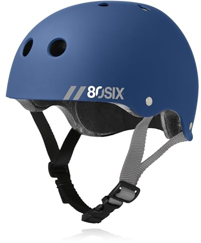 80Six Dual Certified Kids Skate Helmet for Boys/Girls Ages 5 to 14+ Triple Comfort & Protection - Perfect for Roller Skates, Bike, Scooter, BMX, Skateboard, Bike Helmet (Navy Matte, Age 5+)