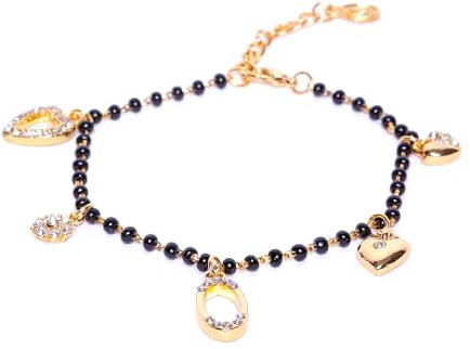Estele 24kt Gold Plated Mangalsutra Bracelet for Women with 5 Exotic Charm Elements, One Size (101940 BR) Suitable for All Occasions