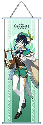 Anime Game Scrolls Poster Keqing Venti Xiao Klee Hu Tao Cosplay Wandposter für Sammlung Heimdekoration 70x30 cm