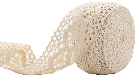 Vintage Spitzenband,10m Baumwolle Spitzenborte Häkelspitze-Borten Dekoband Zierspitze Spitzenbordüre Zierband Spitzenstoff Geschenkband für Nähen Basteln Hochzeit Weihnachten Geschenke Deko,Beige 4cm