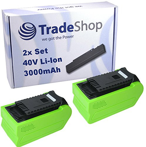 2X Trade-Shop Li-Ion Akku 40V / 3000mAh für Greenworks Cramer PowerWorks Allett Kettensäge Rasentrimmer Rasenmäher Gebläse Heckenschere Hochentaster