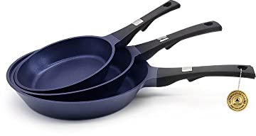 LAGUIOLE - Set 3 padelle 20/24/28 cm, nero antiaderente blu Diamond induzione
