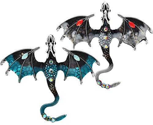 Luxylei Dragon Broche Broches 2 pièces Vintage Strass Volant Dragon Broche épinglette vêtements Chapeau Sac Accessoires pour Hommes Femmes