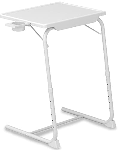 STAKMANN Tavolino Vassoio Inclinabile Porta Pc per Divano e Letto, Tavolo bianco Postazione da Lavoro con Portabicchieri, Colore Bianco, Struttura in Metallo, Design Semplice, ideale Casa e Ufficio
