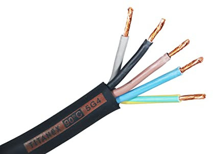 Nexans Titanex Gummikabel H07RN-F 5G4 5x4mm² schwarz für Baustelle Garten Boot Camping 20m Ring