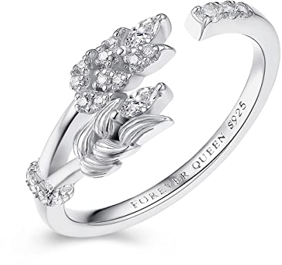 FOREVER QUEEN Damen Ringe Gold Ohren von Weizen Ringe Einstellbare 925 Sterling Silber Ringe für Frauen