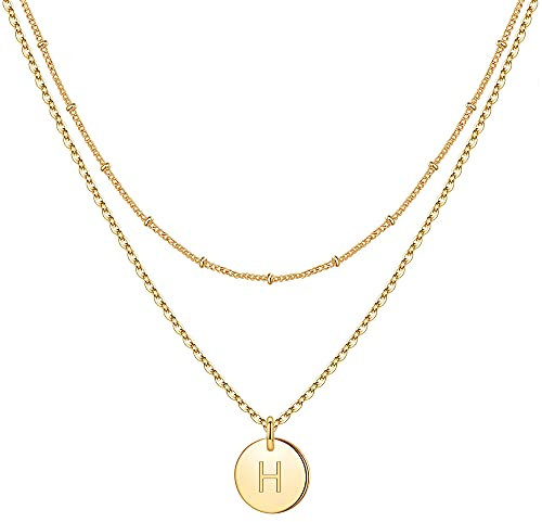 TINGN Kette mit Buchstaben Kette Mädchen - Teenager Mädchen Geschenke Halskette mit Buchstaben H Geschenke Halskette Gold Damen Geburtstagsgeschenk für Kinder