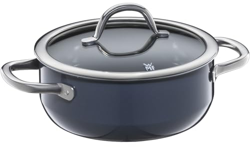 WMF Fusiontec Inspire - Pentola grande, 20 cm, coperchio in vetro, a induzione, 2,4 l, in ceramica high-tech, antigraffio, non rivestita, colore: Blu scuro, Made in Germany